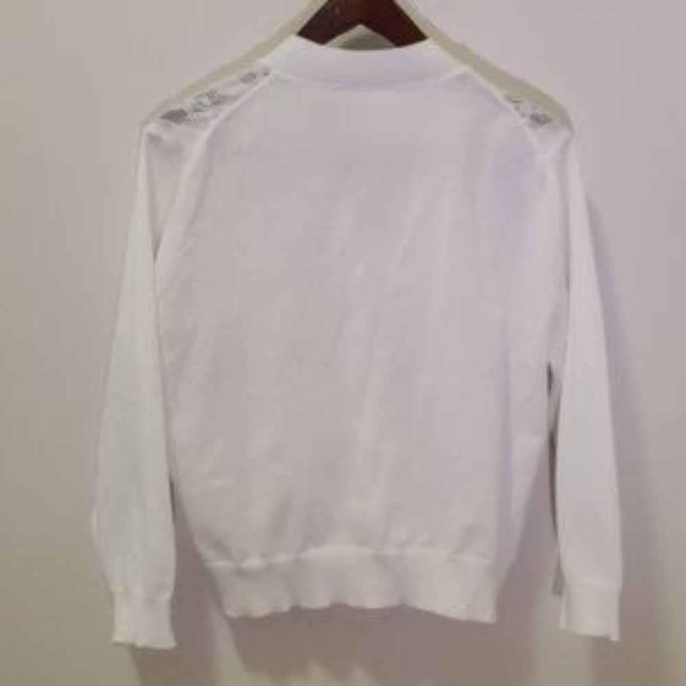 Vintage Woman's Sweater Cardigan Textured White Knit - Picture 2 of 10